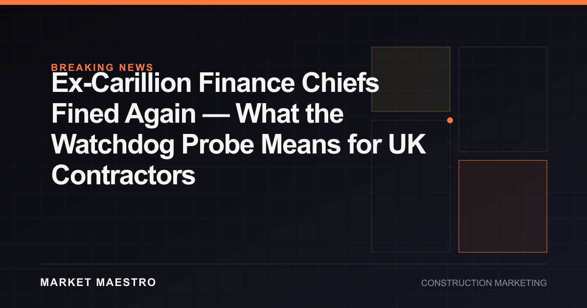 Ex-Carillion Finance Chiefs Fined Again — What the Watchdog Probe Means for UK Contractors