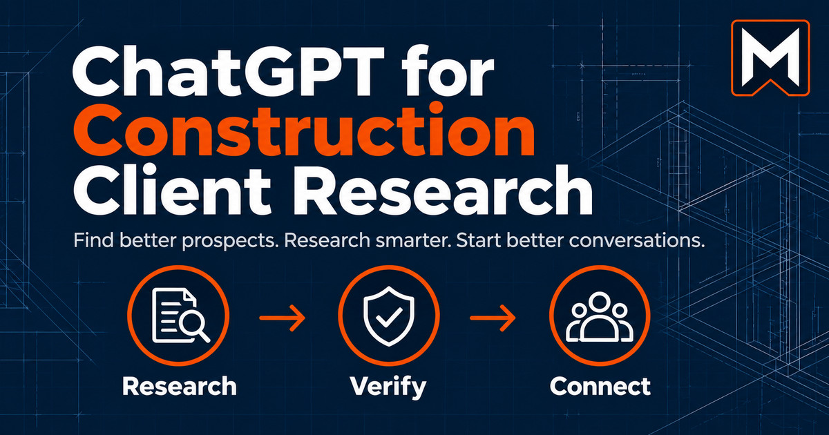 Market Maestro guide to using ChatGPT for construction client research and business development.